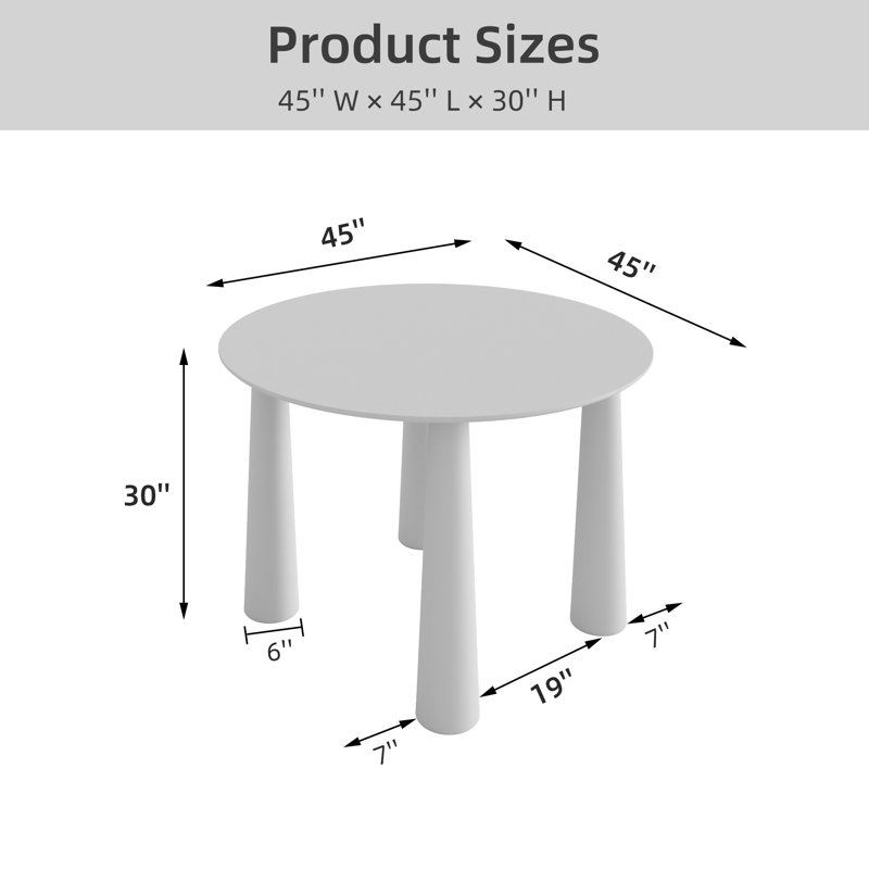 30"H Round Wood Dining Table Kitchen Table with 4 Legs, Natural Wood, 30"H x 45"L x 45"W
