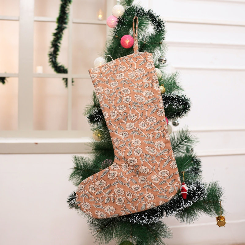 Chaussette de Noël fabriquée à la main Fabhibine - Haridwar, H 10 po x l 4,5 po