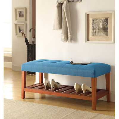 Banc en tissu et finition chêne Charla