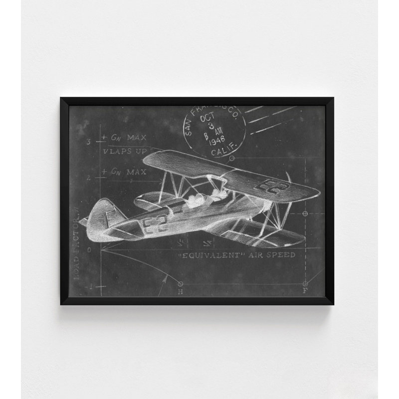 «Schéma de vol I» par Ethan Harper, reproduction de cadeau encadré, art mural croquis, art mural tableau noir, cadeau d'amant d'avion, art mural encadré
