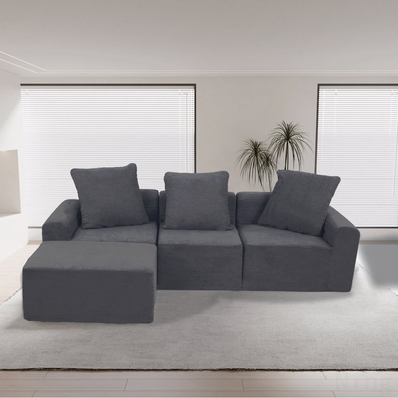 Canapé modulaire convertible convertible en microfibre, Velours gris antique