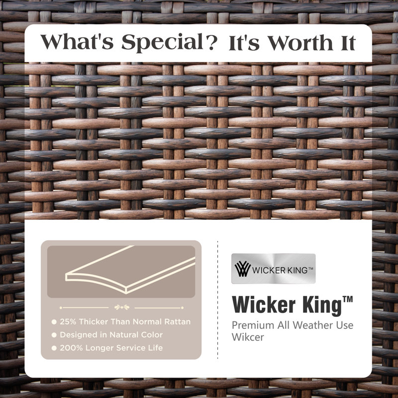 Outdoor Wicker Patio Conversation Furniture Set, Beige, Yes