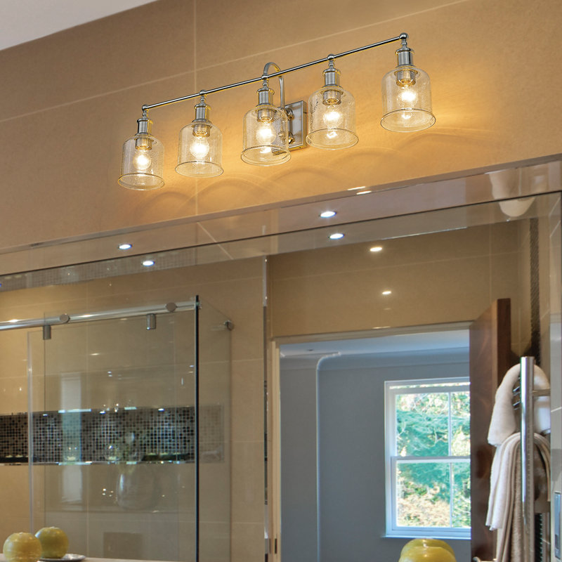 Éclairage pour salle de bain 5 lumières Zendaya, Nickel brossé