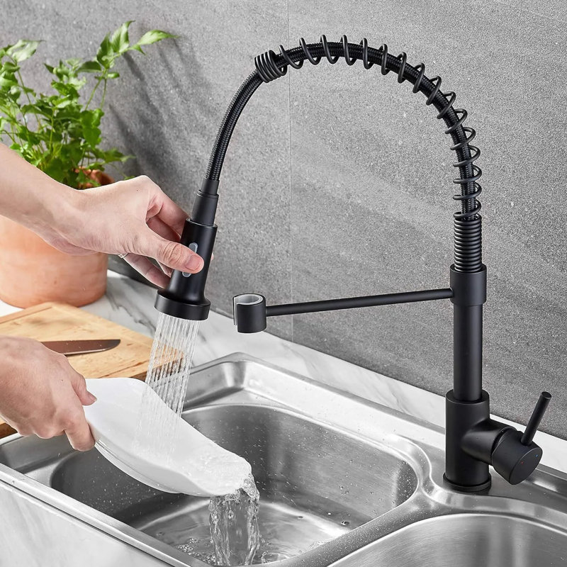 AlenArtWater Pull Down Kitchen Faucet, Matte Black