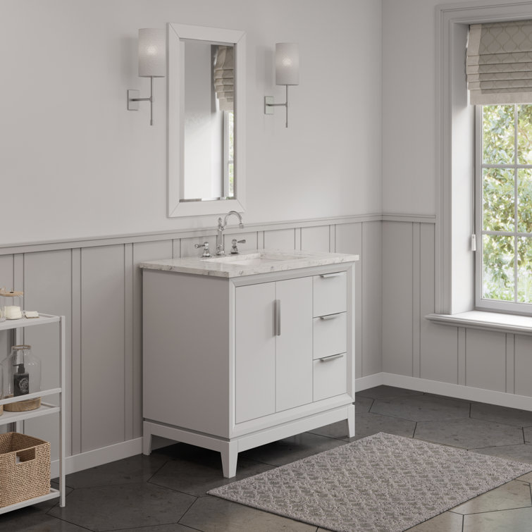 AMERLIFE 36 Bathroom Vanity with Sink Combo, Modern Undermount Small  Single Bathroom Cabinet Set, Includes Countertop & Backsplash Ceramic Sink  Soft