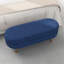 Banc de rangement ovale bleu 43,5 po x 16 po x 16 po, pieds en bois d'hévéa, repose-pieds et siège alternatifs, espace, assemblage simple, ornement en tissu plissé, - Matériau avec housse, ou fonction, caractéristique, rapide