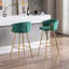 Ensemble de 30 tabourets de bar 30 pouces, avec repose-pieds chromé et base en velours + tabouret de bar simple Golden Leg, vert-1674415142-1674415143