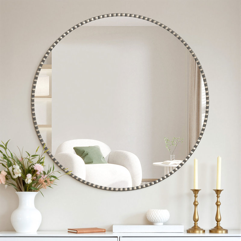 Miroir d'appoint Vintage, Noir mat, 35,5 po x 35,5 po