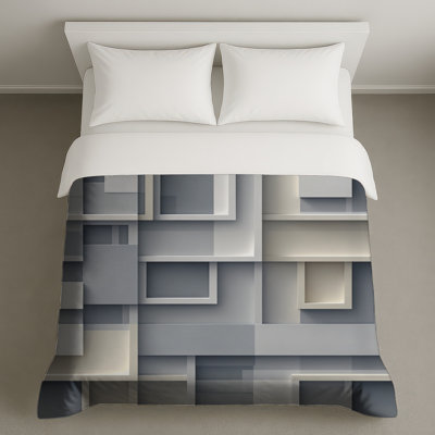 Housses de couette grises à couches géométriques