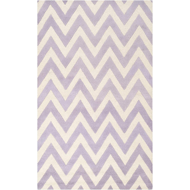 Sanyla Hand Tufted Wool Chevron Rug, Rectangle 4' x 6'