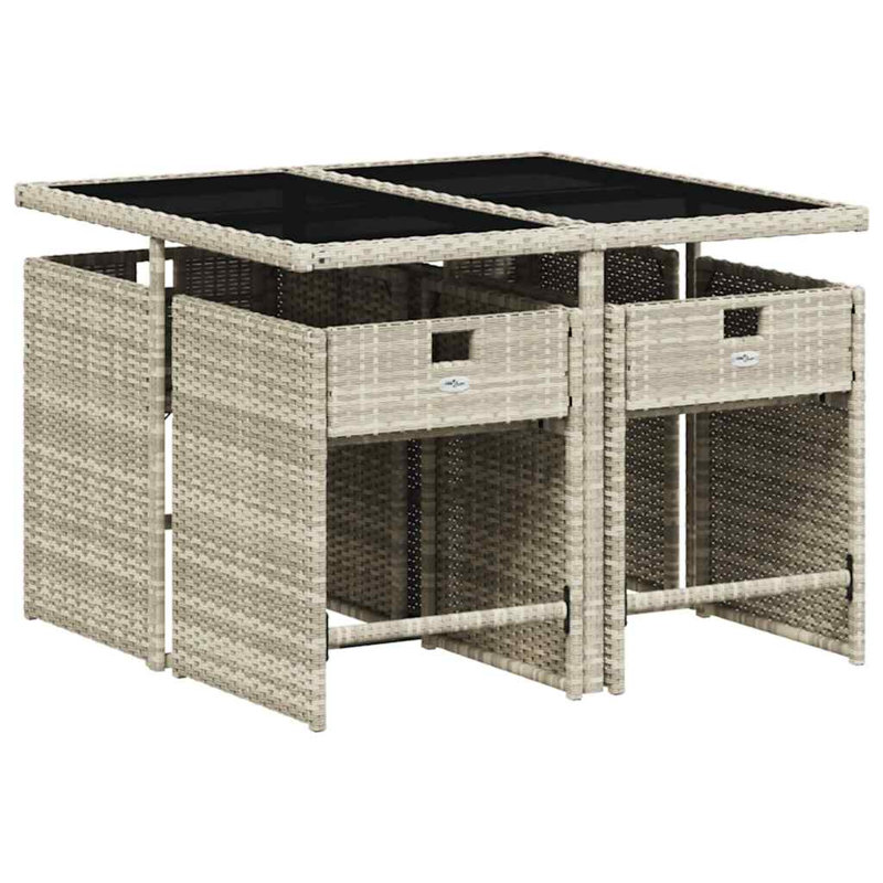 Patio Dining Set with, Light Grey, Grey