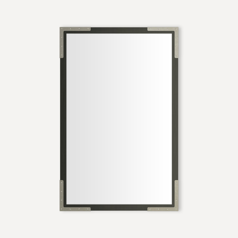 Industrial Metal Mirror, Iron Black/Brushed Pewter, 30" H x 19.25" W