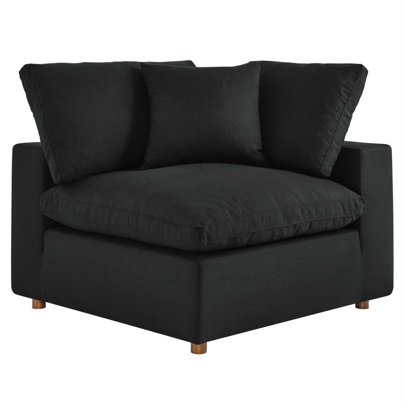 Modway Commix Down Filled Overstuffed 6-Piece Sectional Sofa, Black Polyester Blend