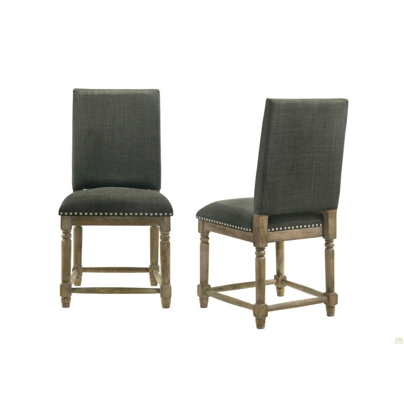 Ensemble de 2 chaises de salle à manger l 19 po en tissu gris