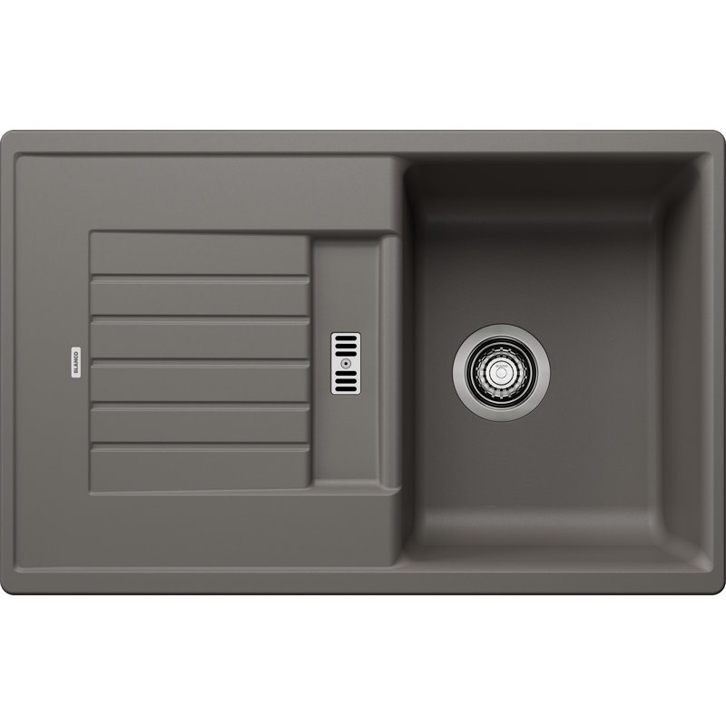 Zia Single Bowl Inset Kitchen Sink, 202mm H x 500mm W x 780mm L, Volcano Grey