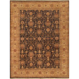 Baku Hand Knotted Wool Oriental Area Rug in Black/Gold