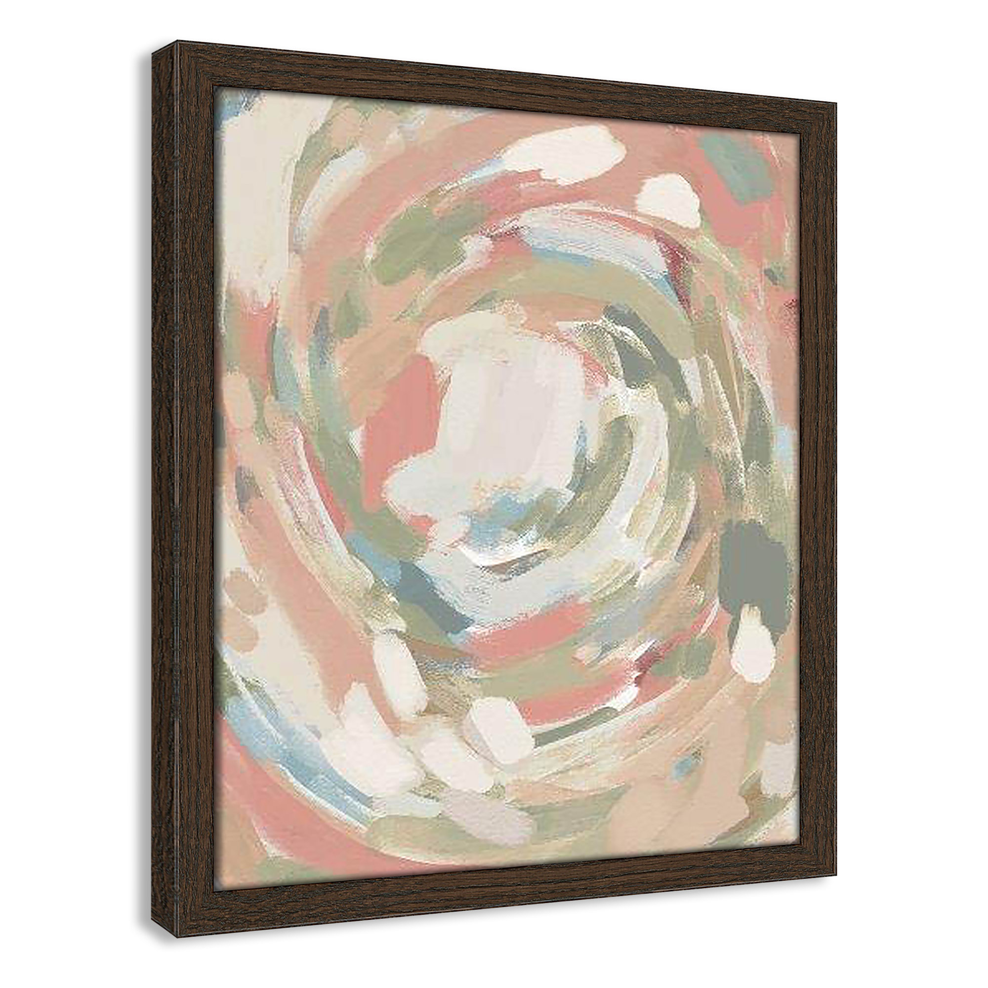 Abstract Energy Spring Colors by Leah Straatsma, 15" H x 13" W x 0.75" D, Walnut Slim Unmatted Picture Framed