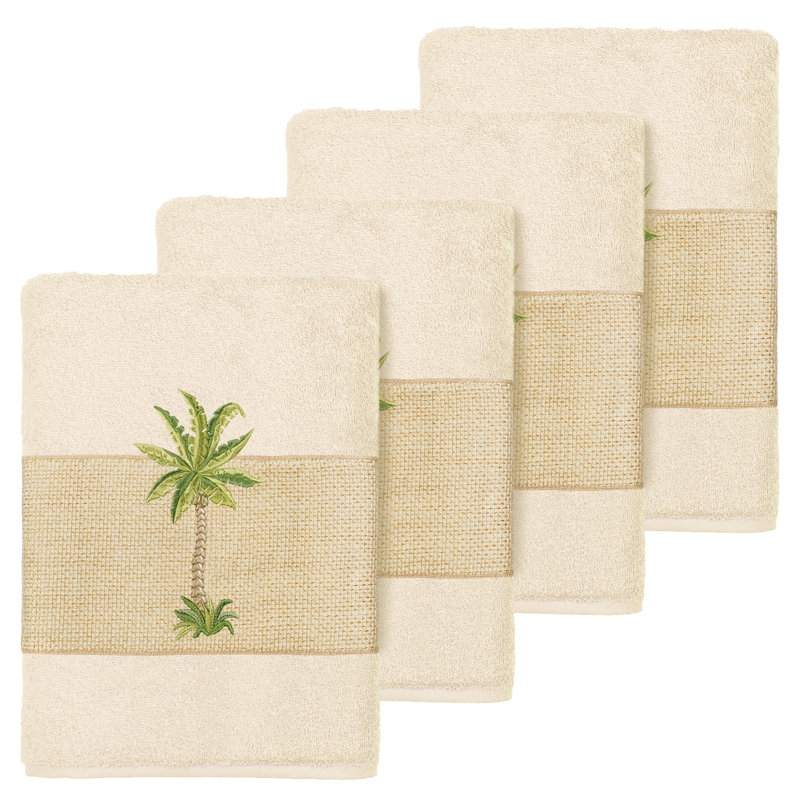 Colton 100% Turkish Cotton Embellished Washcloth, Cream