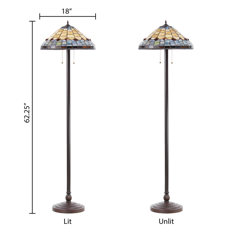 62.25"H Margriet Stained Glass Dome Shade Candlestick Base Floor Lamp