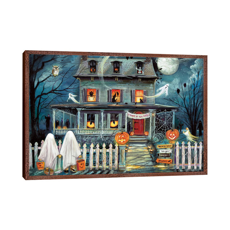 Enter If You Dare by Ruane Manning - Print on Canvas, 66.04 cm H x 45.72 cm W, Brown Framed