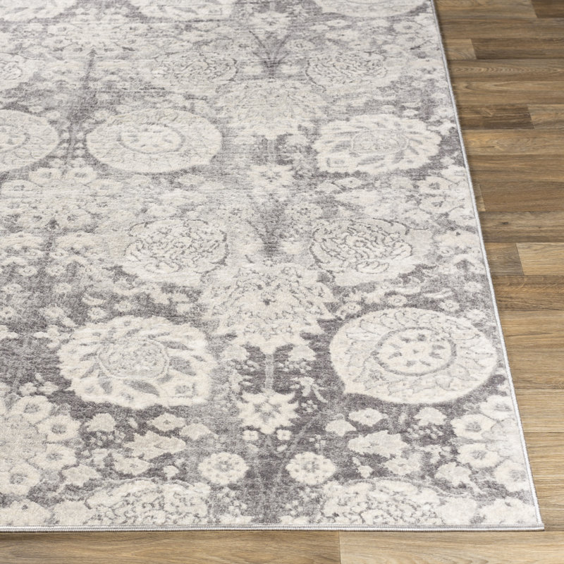 Tapis gris / blanc cassé DeSoto, Rectangle 5 pi 3 po x 7 pi 1 po