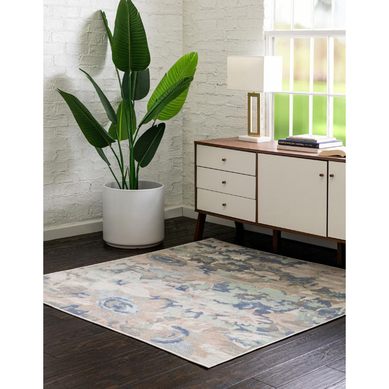 Tapis contemporain de couleur ivoire Nin, Ovale 8 pi x 10 pi