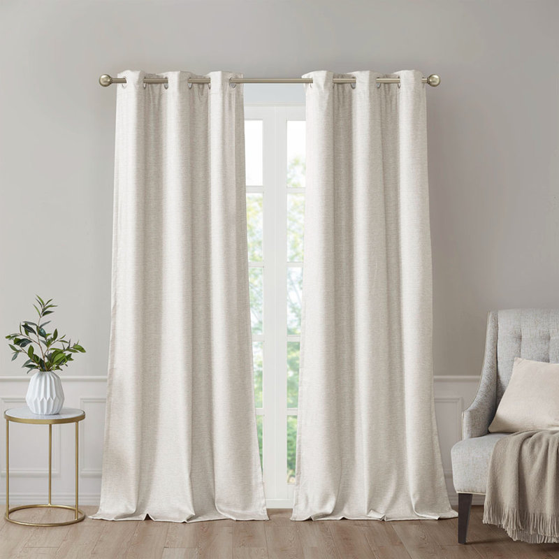 Paire de rideaux occultant en polyester Terase, Crème, crème
