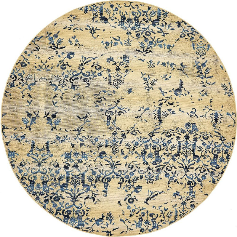 Outdoor Veranda Area Rug Bamboo Color, Round 8'