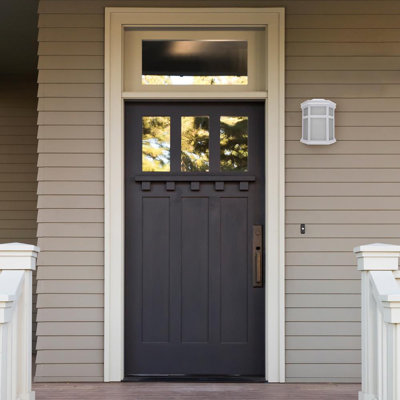 Sedona Wide Wall Mount Outdoor Security Sconce with Frosted Acrylic Lens, Dusk-to-Dawn & Motion Sensor