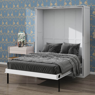 Grand lit escamotable rotatif avec rangement dissimulé, conception multifonctionnelle peu encombrante