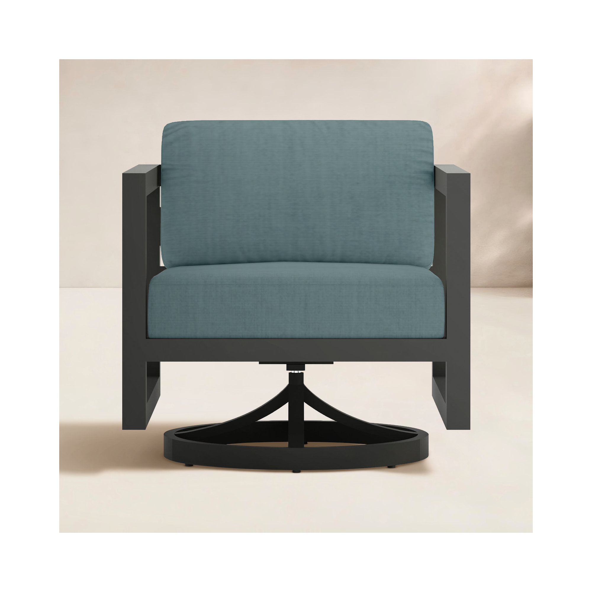 Yarieli Outdoor Chair with Sunbrella® Cushions, Cast Lagoon Sunbrella® Plainweave, Slate
