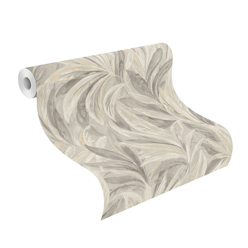 Papier peint Rennie Leaves, Gris