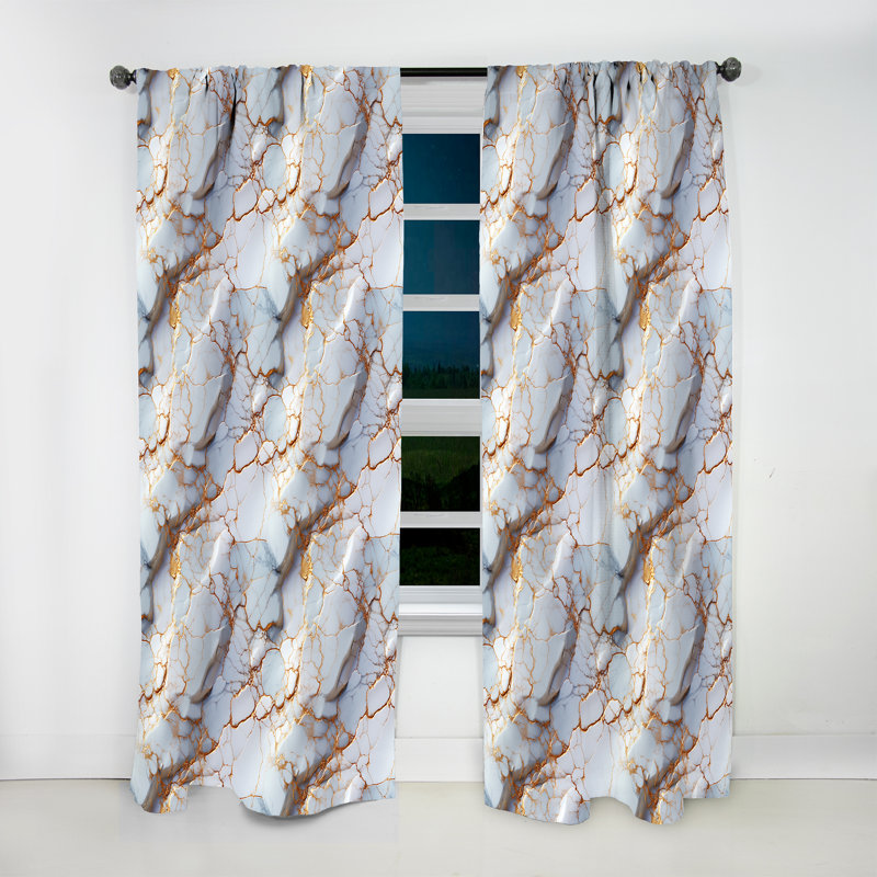 Gold Timeless Marble Classic Delights I - Rideau obscurcissant en marbre abstrait - 1 panneaux, L 52 po x L 95 po