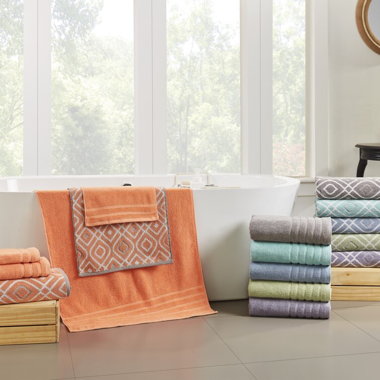 6pc Cotton Jacquard Bath Towel Set Orange