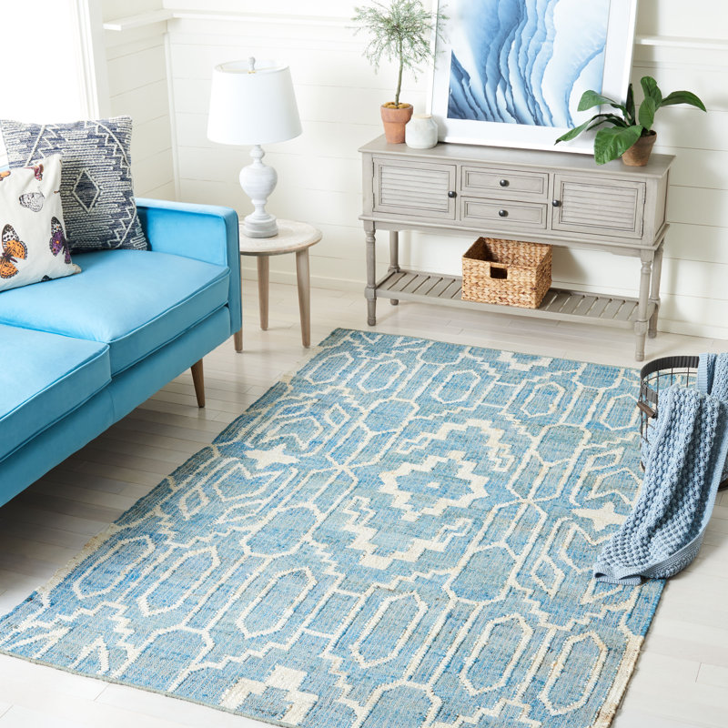 Natural Fiber Flat Weave Jute Southwestern Rug, Rectangle 4' x 6'