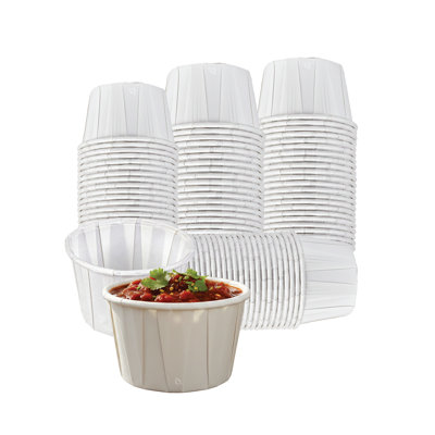 Ecoquality 2 Oz Disposable White Paper Souffle Portion Cup With Rolled Rim - Condiments, Sauces, Samples Portion Control Cup - For Restaurants, Catering, Parties & Home Use (4000)