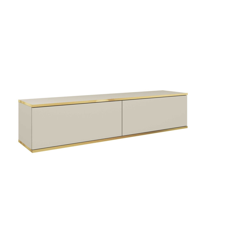Perina Unfinished Floating TV Stand for TVs up to 60", Beige/Gold