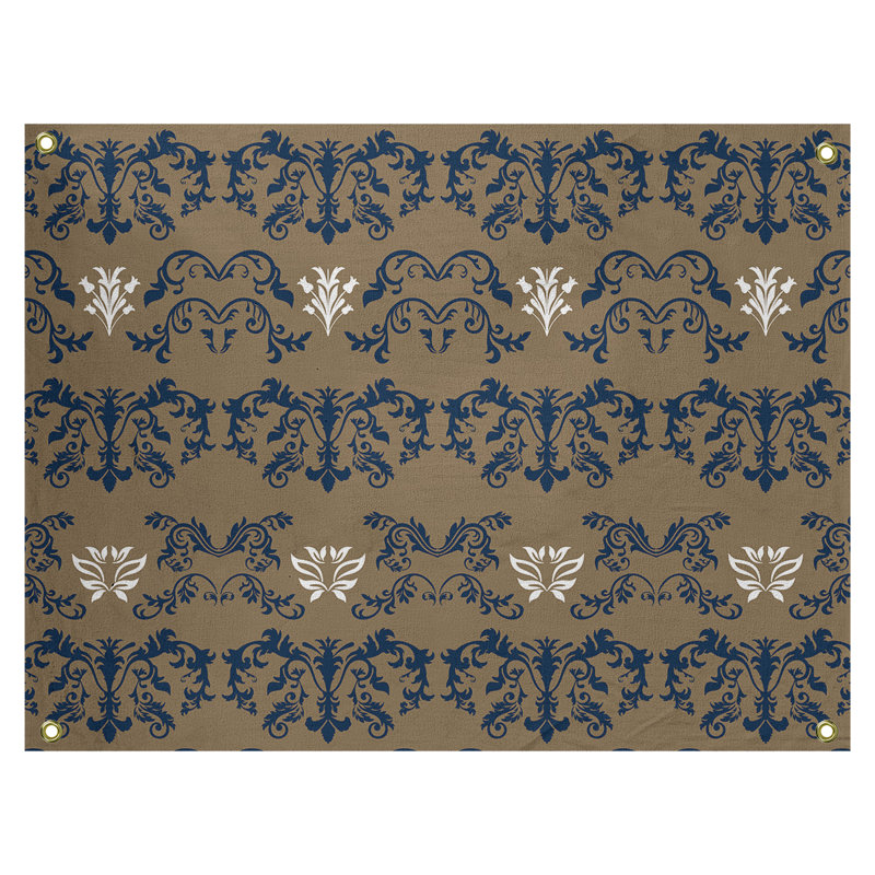 Tapisserie baroque en polyester polyester St Louis, Brun / bleu / blanc, H 26 po x l 36 po