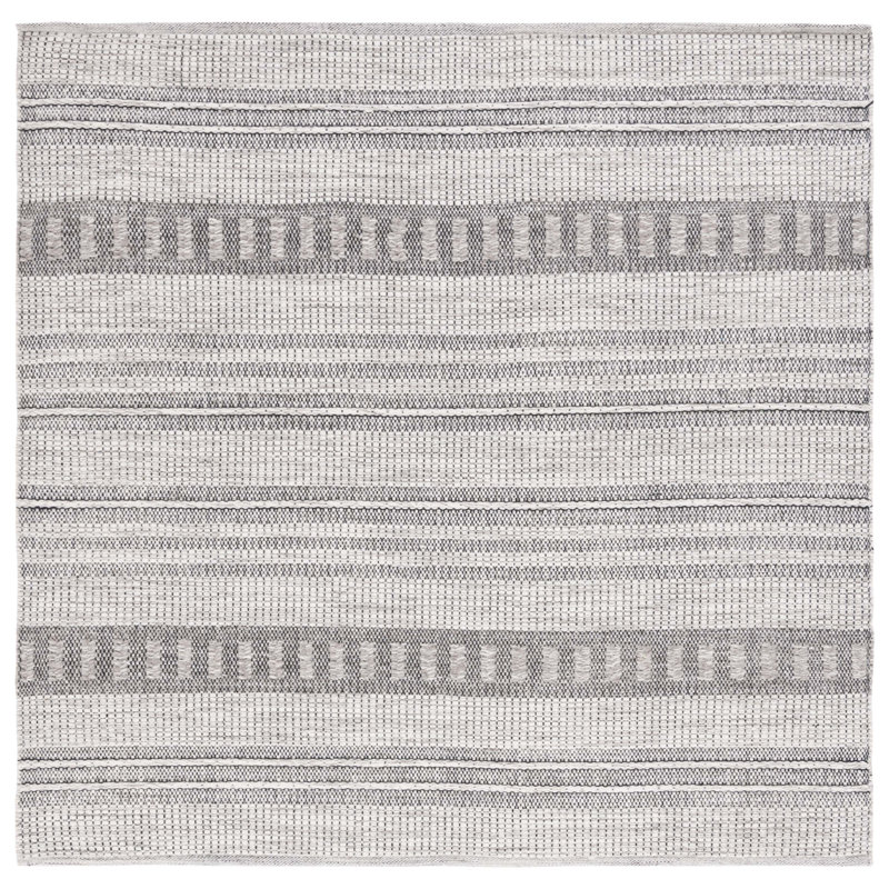 Tapis rayé en laine / coton Khyon, Carré 6 pi