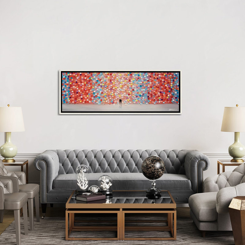 Coucher de soleil sur une journée rose - reproduction d'art murale - toile encadrée, H 20 po x l 60 po, Distressed White