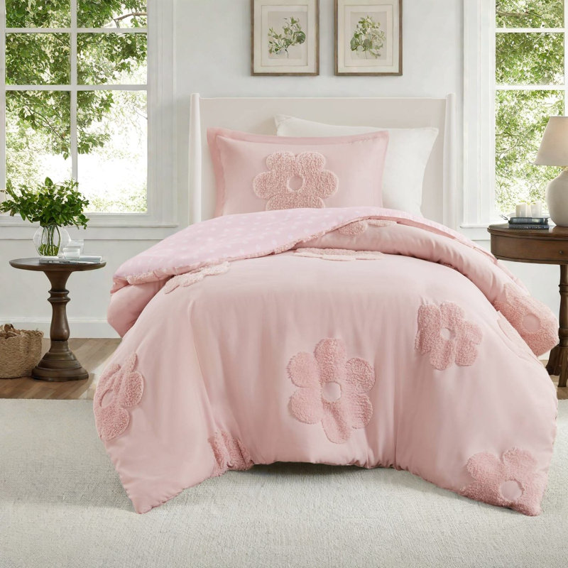 Ensembles de literie simple en chenille douce, style floral réversible pour la maison