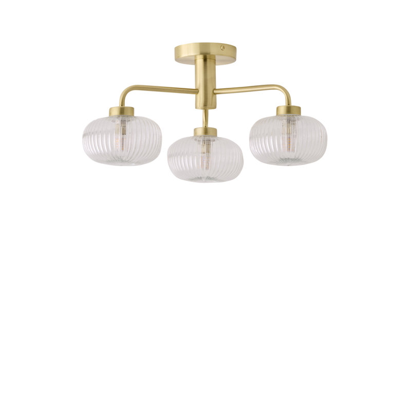 Abigahil Glass Semi Flush Mount, Gold, Clear, No