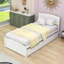 Lit plateforme simple en bois avec lit gigogne et tête de lit-1259657291