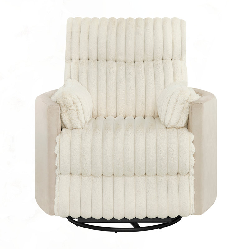 Fauteuil inclinable manuel en velours côtelé, Blanc