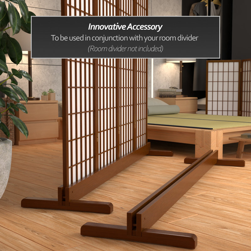 Room Divider Stand - Walnut - 3 Panel, 4" H x 70.75" W x 19.5" D, Walnut