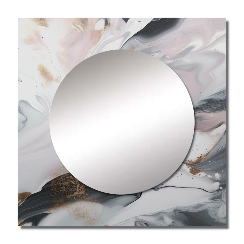 Giffie - Abstract Marble Large Square Mirror Wall Decor For Bedroom, 36" x 36"