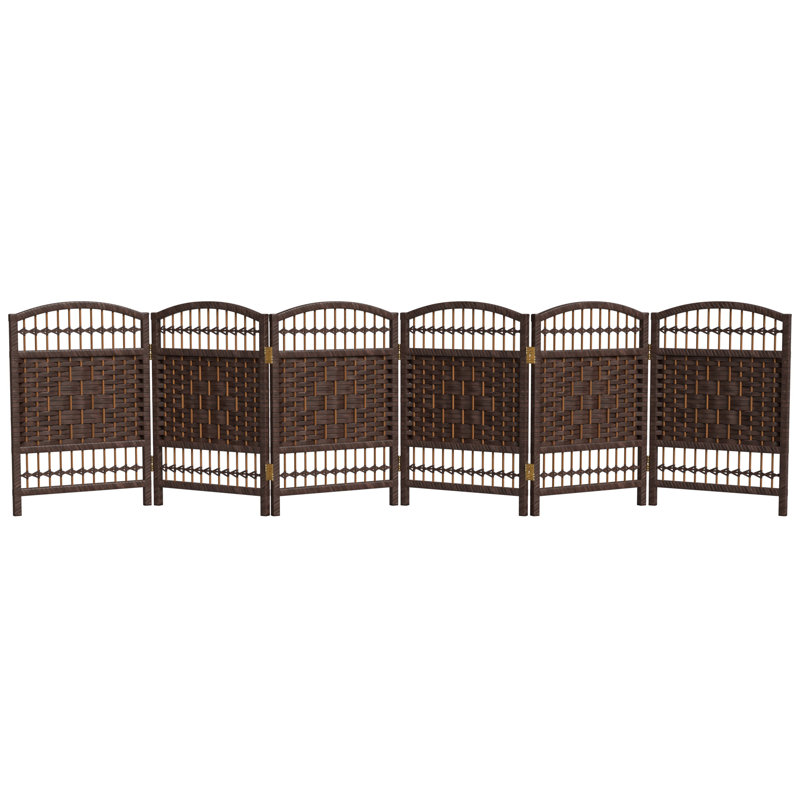 Paravent court en fibre tissée, 6, Moka foncé, H 23,5 po