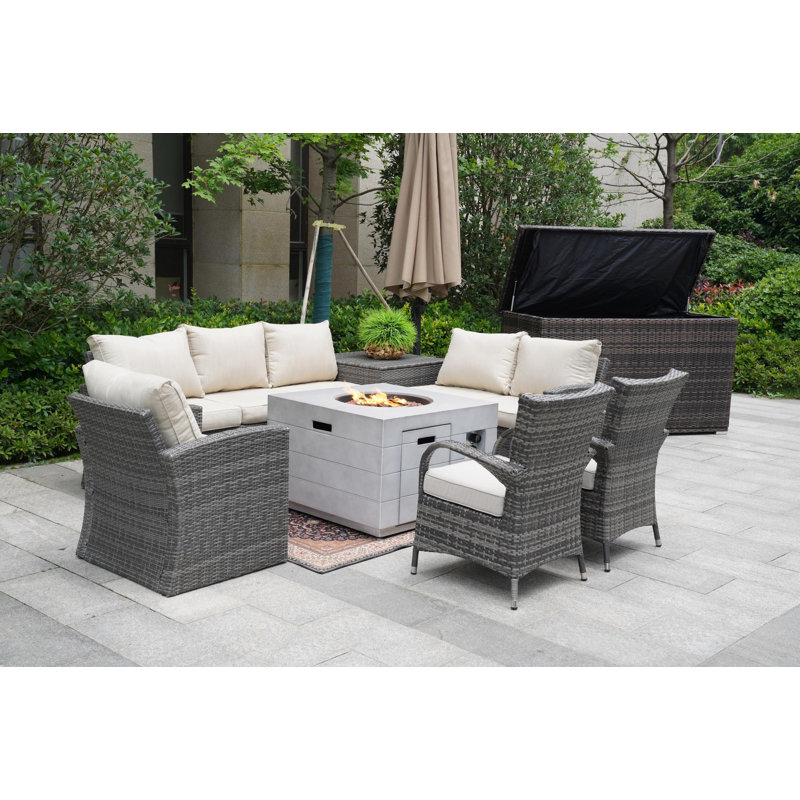 Wicker 8 - Person Patio Conversation Set with Cushions