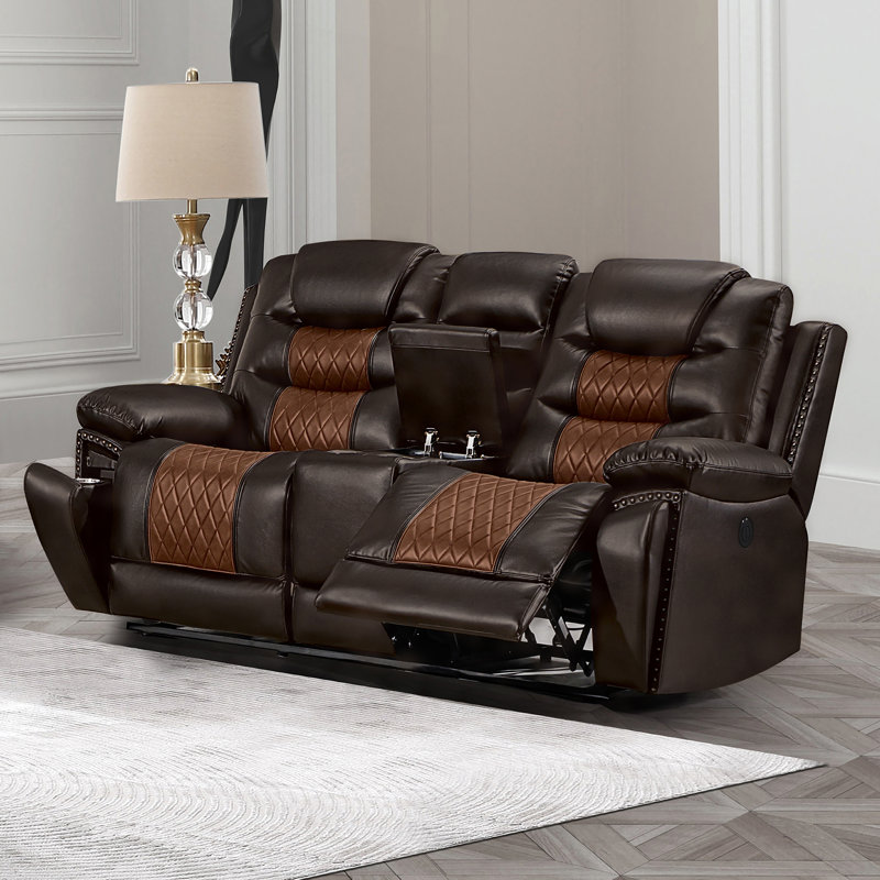 Causeuse en simili cuir 74,4 po Riek, Électrique - Bouton-poussoir