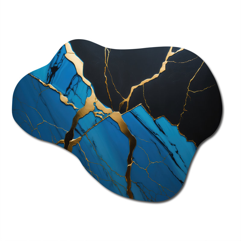 «Abstract Geode Blue II» - Art mural abstrait en métal asymétrique, sculpture murale en métal nuage